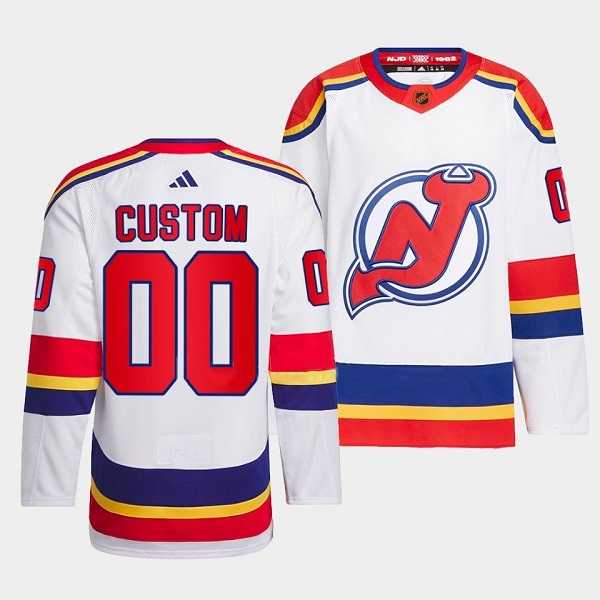 Men's New Jersey Devils Custom White 2022-23 Reverse Retro Stitched Jersey-0